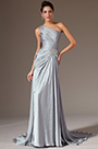 Grey Beaded One-Shoulder A-Line Evening Dress