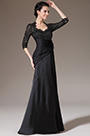 Black Lace Top Fitted Mother of the Bride Dress