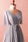 Grey Classic Short Sleeves Plus Size Dress Women Dress