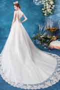 Elegant White Lace long Train Bridal Wedding Dress