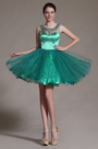 2014 Nuevo Vestido Verde con Top decorado con Brillantesde Coctel