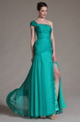 2014 Nouveauté Vert Une Epaule Top Plissé Robe de Soirée/Bal