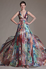 Printed Chic Plunging V-Cut Evening Dress