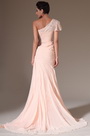 Pink One Shoulder Hand-sewn Appliques Evening Gown