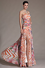 Printed Stunning High Split Strapless Evening Dress