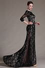 Stylish Black Sleeves Lace Evening Gown