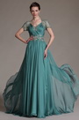 Shot Sleeves Long Evening Prom Gown