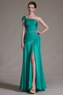 2014 Nouveauté Vert Une Epaule Top Plissé Robe de Soirée/Bal