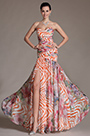 Printed Stunning High Split Strapless Evening Dress