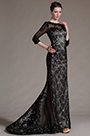 Stylish Black Sleeves Lace Evening Gown