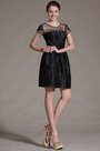 Black Round Neckline Sheer Top Cocktail Dress Party Dress
