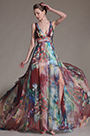 Printed Chic Plunging V-Cut Evening Dress