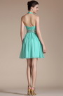 Turquoise Halter Gold Sequins Cocktail Dress/ Party Dress