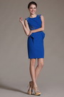 2014 Nouveauté Bleue Sans Manches Perles Robe de Cocktail