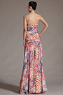 Printed Stunning High Split Strapless Evening Dress