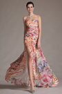 Printed Stunning High Split Strapless Evening Dress
