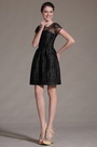 Black Round Neckline Sheer Top Cocktail Dress Party Dress