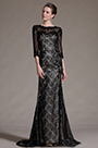 Stylish Black Sleeves Lace Evening Gown