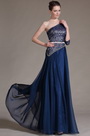 2014 Neu Marine Blau Ein Ärmel Spitzen Top Abendkleid Prom Ball Gown