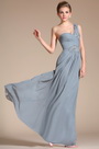 Elegant Grey One Shoulder Evening Dress