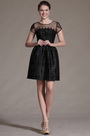 Black Round Neckline Sheer Top Cocktail Dress Party Dress