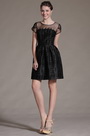 Black Round Neckline Sheer Top Cocktail Dress Party Dress