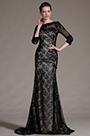 Stylish Black Sleeves Lace Evening Gown