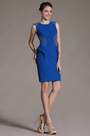 2014 Nouveauté Bleue Sans Manches Perles Robe de Cocktail