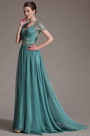 Shot Sleeves Long Evening Prom Gown