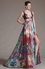 Printed Chic Plunging V-Cut Evening Dress