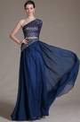 2014 Neu Marine Blau Ein Ärmel Spitzen Top Abendkleid Prom Ball Gown