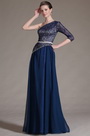 2014 Neu Marine Blau Ein Ärmel Spitzen Top Abendkleid Prom Ball Gown