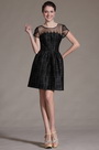 Black Round Neckline Sheer Top Cocktail Dress Party Dress
