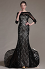Stylish Black Sleeves Lace Evening Gown