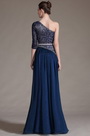 2014 Neu Marine Blau Ein Ärmel Spitzen Top Abendkleid Prom Ball Gown