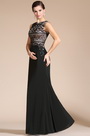 2014 Neu Fashion Schwarz Ärmellos Overlace Abendkleid