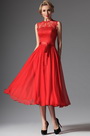 2014 Neu Rot Hohe Kragen Overlace Mittlerkalb Cocktail Kleid