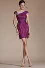 2014 Nouveauté Hot Violet Cap Manches Robe de Cocktail