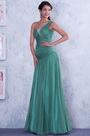 Hell Grün Ein Schulter Ganz Gefaltet Abendkleid Brautjungfer Kleid