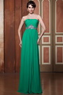 Flat Strapless A-line Fully Pleated Evening Dress Formal Gown