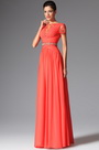 Coral Short Sleeves Evening Dress