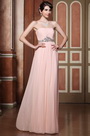 Gefaltet Trägerlos Rosa Jewelen Abendkleid Brautjungfernkleid