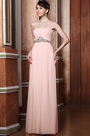 Gefaltet Trägerlos Rosa Jewelen Abendkleid Brautjungfernkleid
