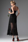 Black Sequins Strapless Ankle Length Formal Dress