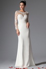 Scoop Sheer Top Lace Evening Wedding Gown