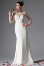 Scoop Sheer Top Lace Evening Wedding Gown