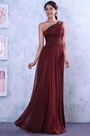 Neu Burgundy Asymmetric Ausschnitt Voller Falten Prom Kleid