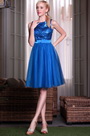Синее без Рукава со Блестками Коктейльное Платье Homecoming Платье