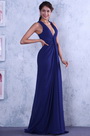 Blau Sexy Tief V-Ausschnitt Neckline Abendkleid