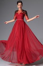 2014 Neu Rot Ärmel Bodenlang Abendkleid